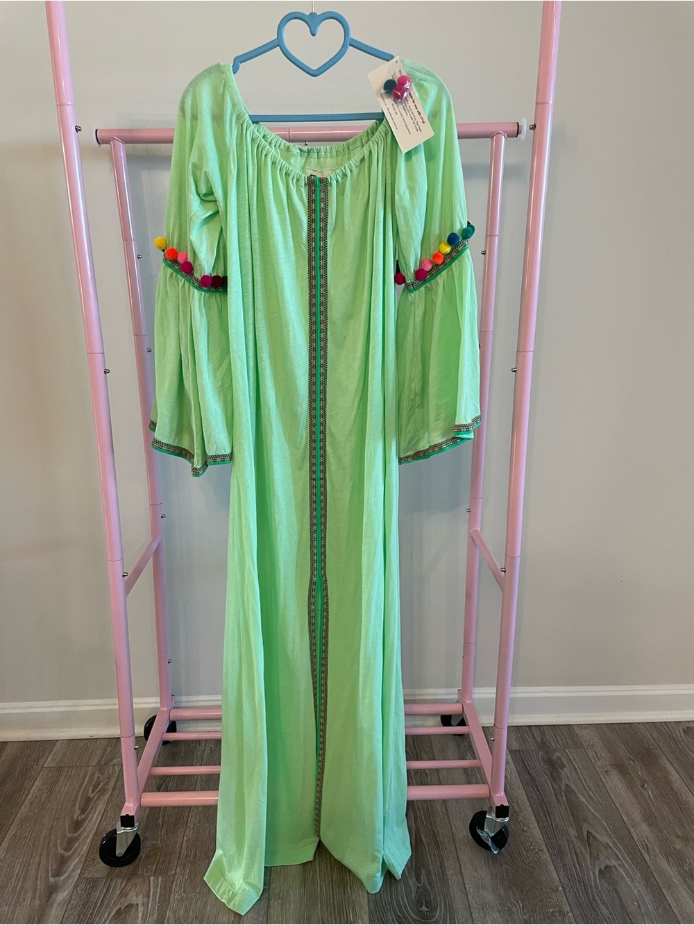 Pitusa Bright Lime Green Pom-Pom Embellished Swim Coverup